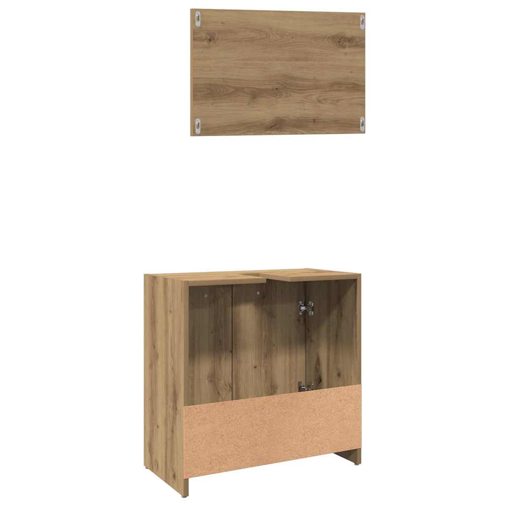 Mobile da Bagno con Specchio Rovere Artigianale Truciolato | homemem39