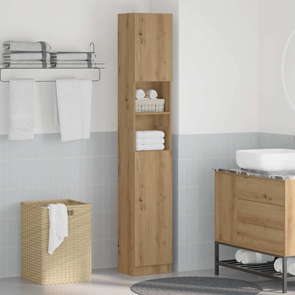 Mobiletto da bagno artigianale in rovere 32x25,5x190 cm in legno ingegnerizzato | homemem39