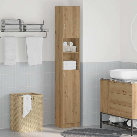 Mobiletto da bagno artigianale in rovere 32x25,5x190 cm in legno ingegnerizzato | homemem39