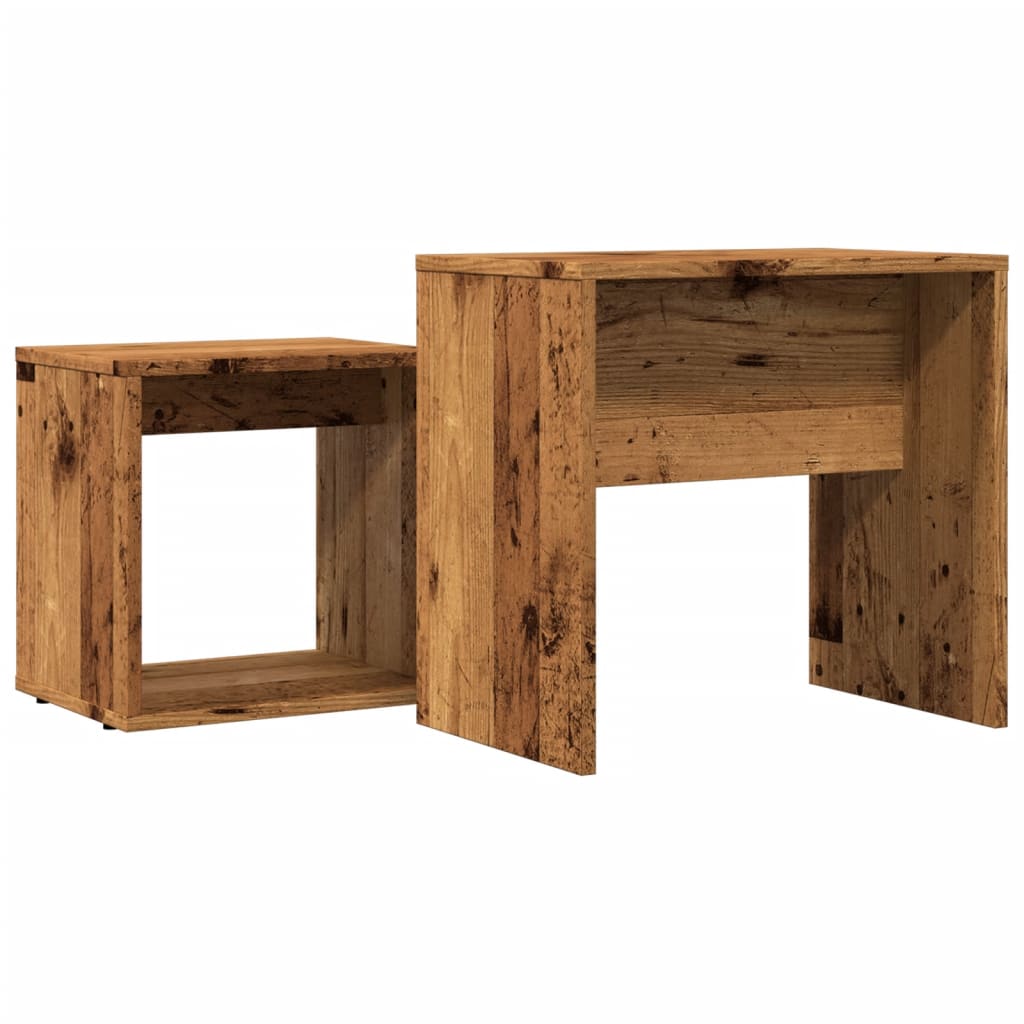 Tavolini Impilabili 2 pz Legno Antico in Truciolato