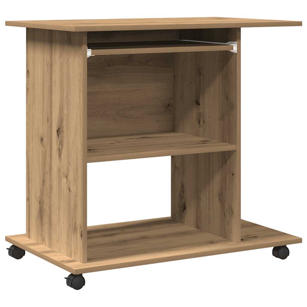 Scrivania Computer Rovere Artigianale Legno Multistrato - homemem39