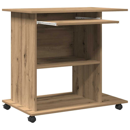 Scrivania Computer Rovere Artigianale Legno Multistrato - homemem39