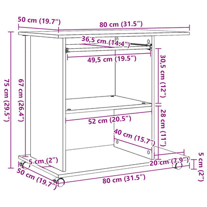 Scrivania Computer Rovere Artigianale Legno Multistrato - homemem39