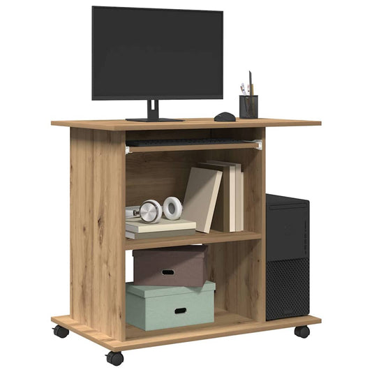 Scrivania Computer Rovere Artigianale Legno Multistrato - homemem39