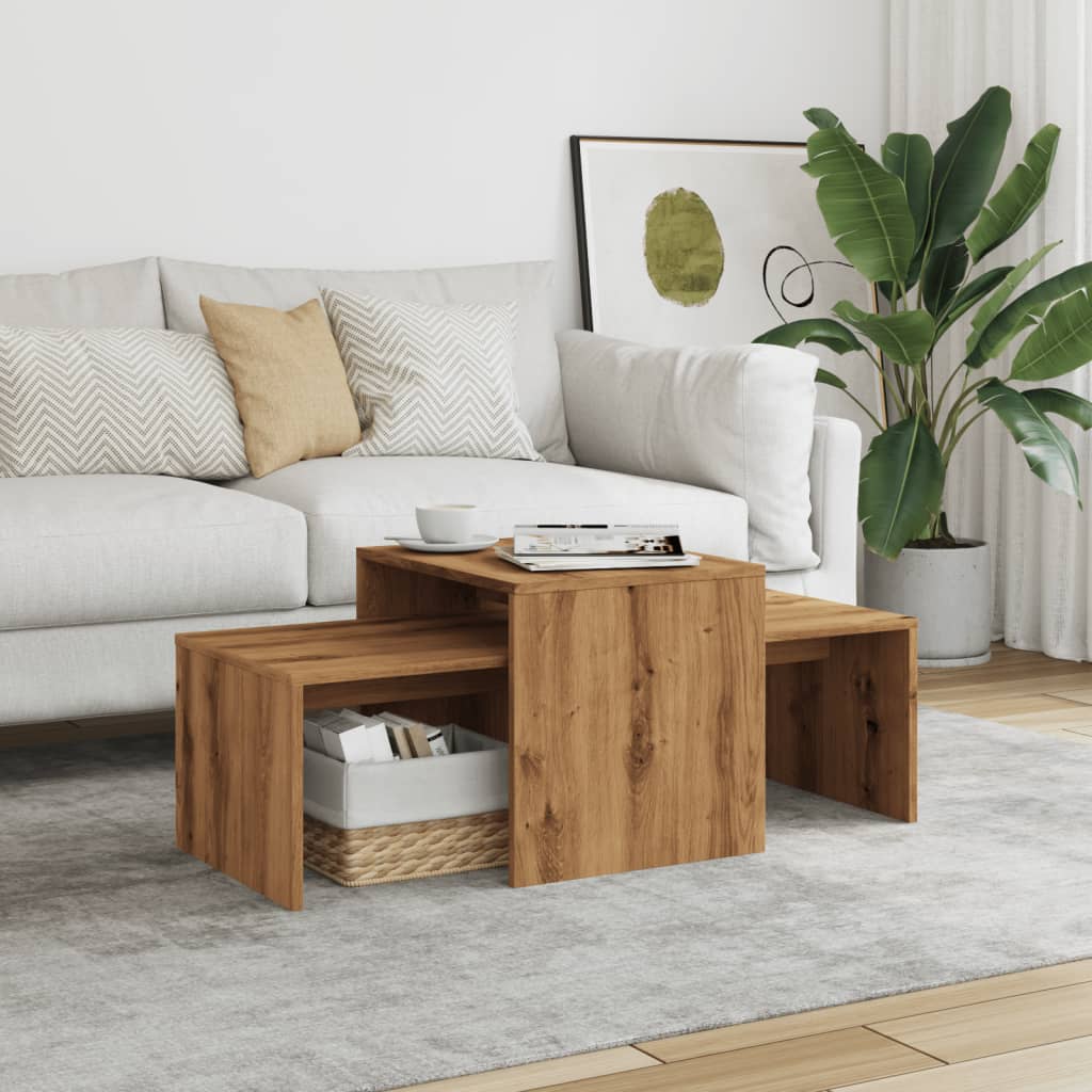 Tavolino Salotto Rovere Artigianale 100x48x40 cm in Truciolato | homemem39