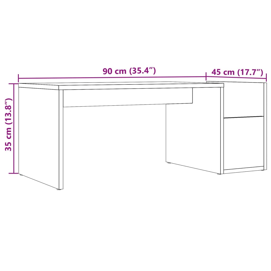 Tavolino da Salotto Rovere Artigianale 90x45x35cm in Truciolato | homemem39