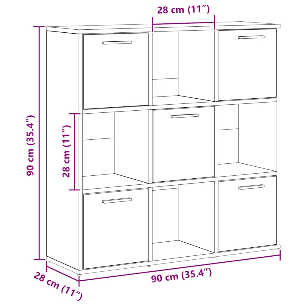Libreria Rovere Artigianale 90x28x90 cm in Legno Multistrato | homemem39