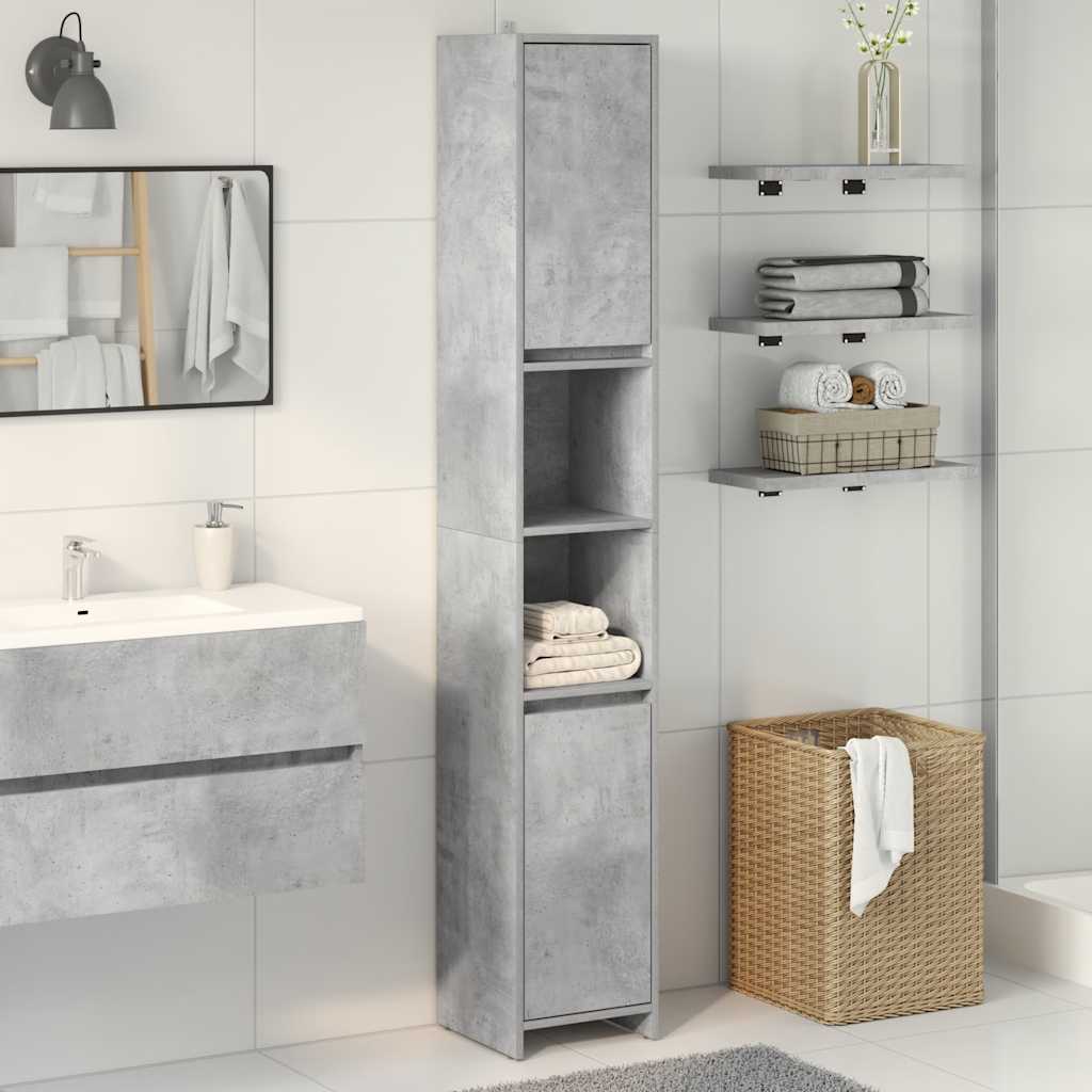 Mobile da Bagno Grigio Cemento 30x30x183,5 cm Legno Multistrato