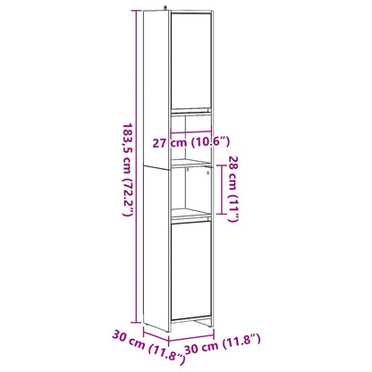Mobile da Bagno Rovere Artigianale 30x30x183,5 cm in Truciolato | homemem39