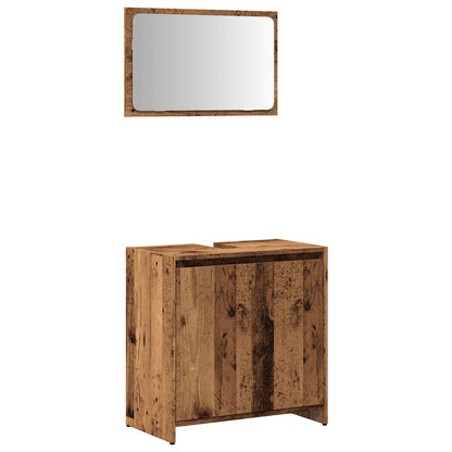 Set Mobili da Bagno 2 pz Legno Antico in Legno Multistrato | homemem39