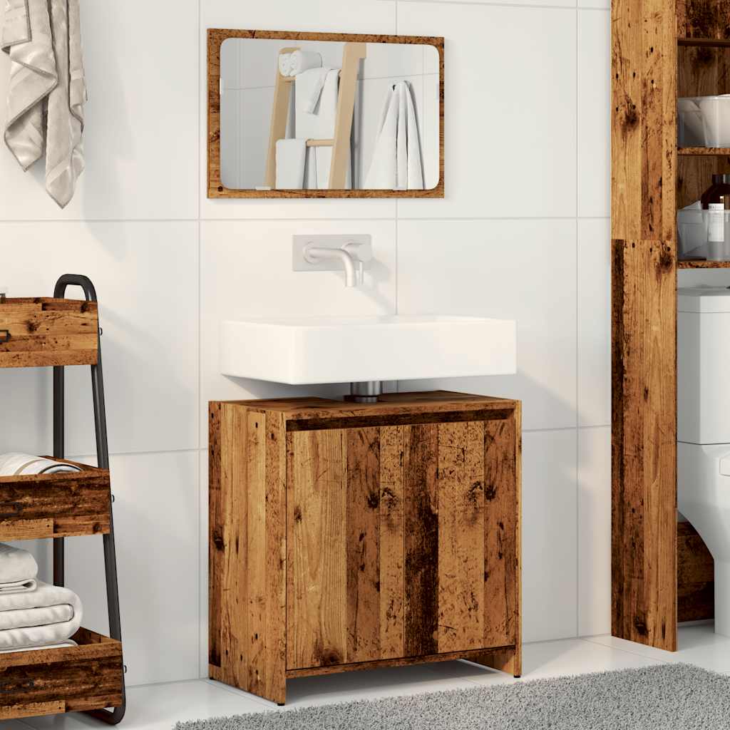 Set Mobili da Bagno 2 pz Legno Antico in Legno Multistrato | homemem39