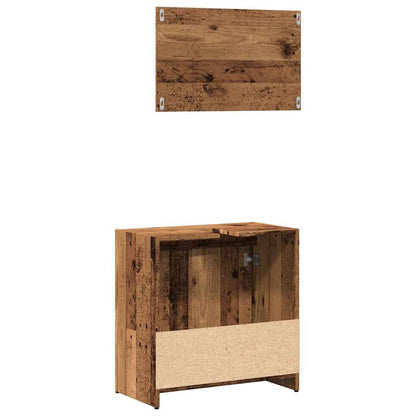 Set Mobili da Bagno 2 pz Legno Antico in Legno Multistrato | homemem39