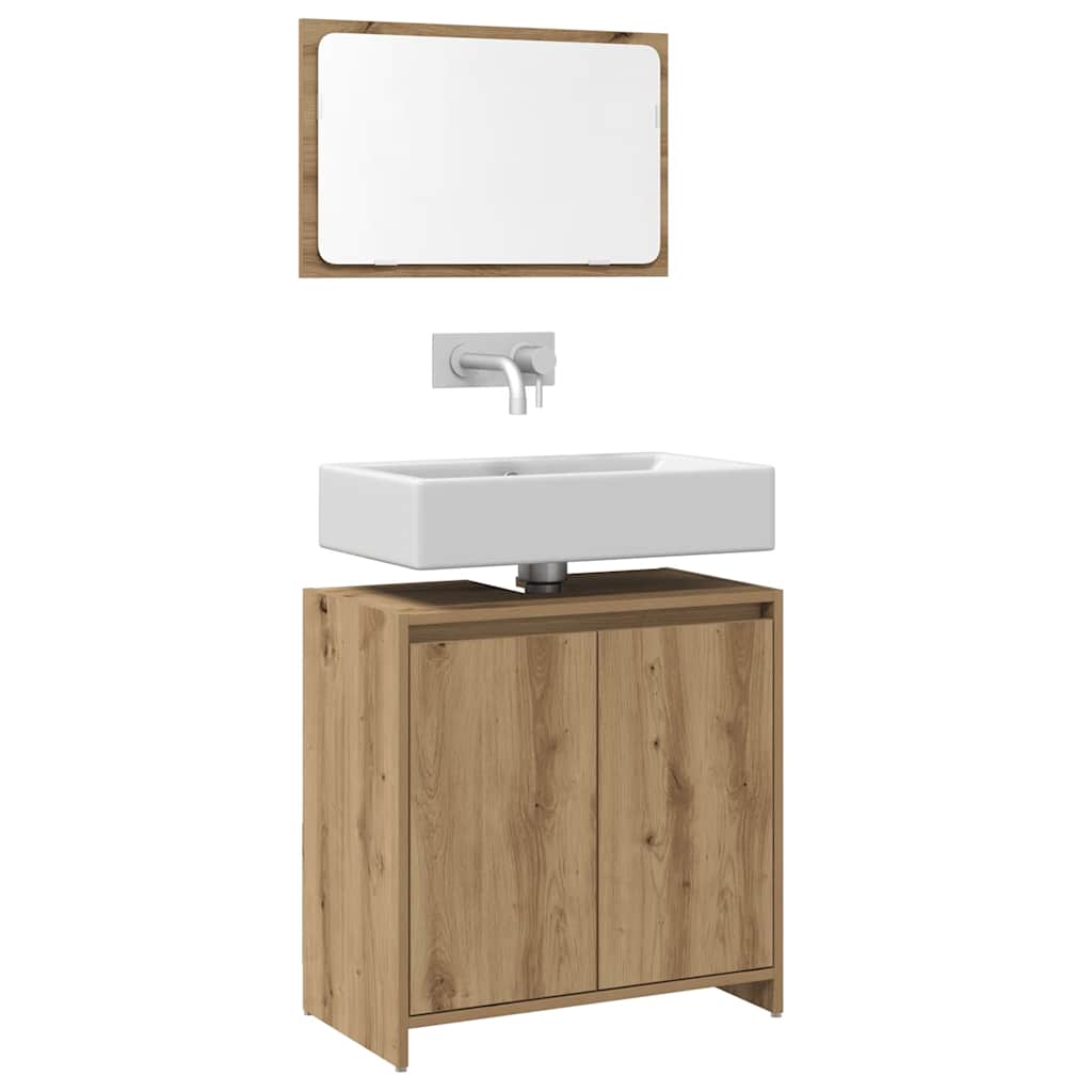 Set Mobili da Bagno 2 pz Rovere Artigianale Legno Multistrato | homemem39