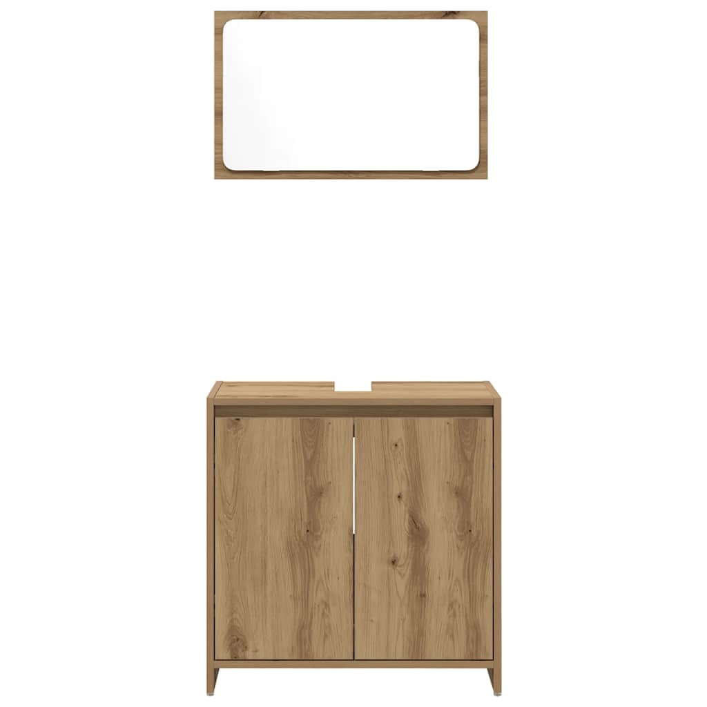 Set Mobili da Bagno 2 pz Rovere Artigianale Legno Multistrato | homemem39