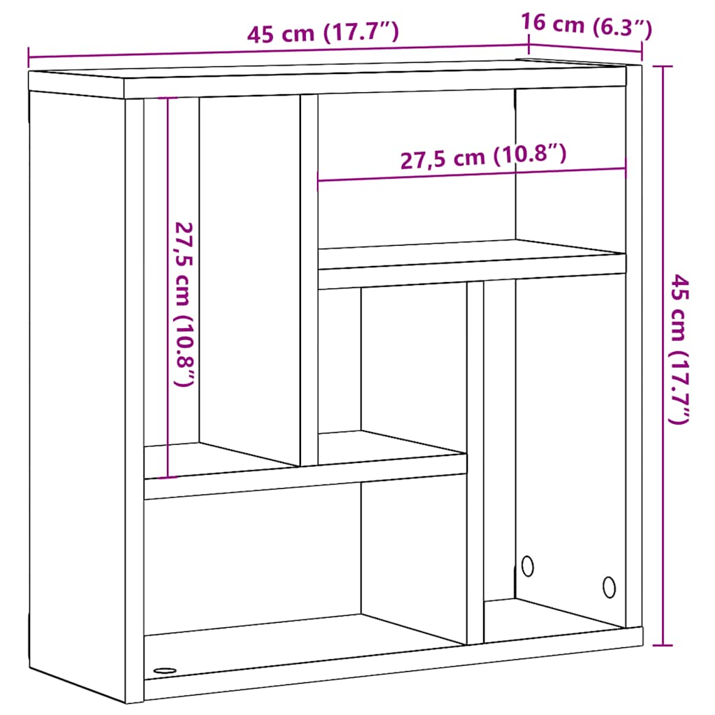 Scaffale a Parete Rovere Artigianale 45x16x45 cm in Truciolato | homemem39