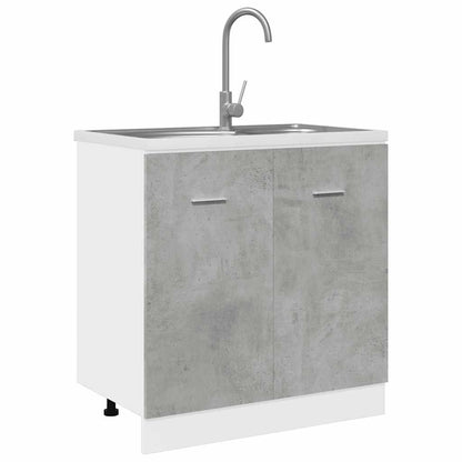 Armadio per Lavabo “Lyon” Grigio Cemento 80x46x81,5 cm in
