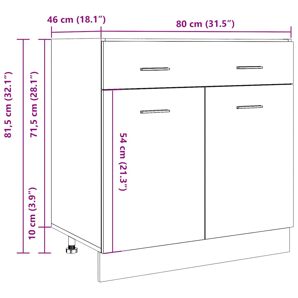 Armadio Inferiore Cassetto “Lyon” Grigio Cemento 80x46x81,5 | homemem39
