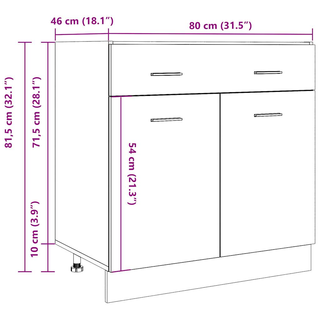 Armadio Inferiore Cassetto “Lyon” Grigio Cemento 80x46x81,5 - homemem39