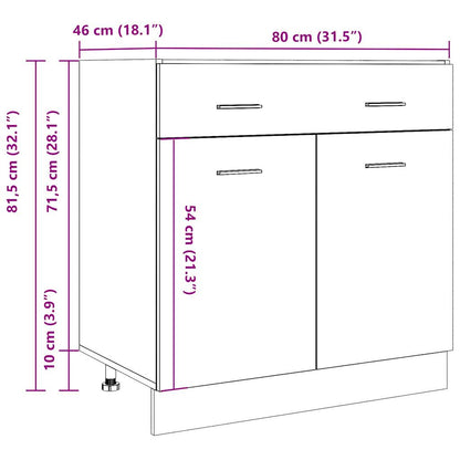 Armadio Inferiore Cassetto “Lyon” Grigio Cemento 80x46x81,5 - homemem39