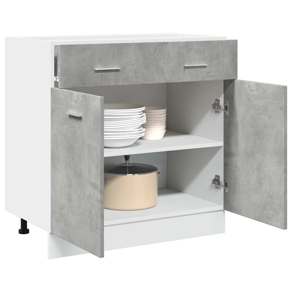 Armadio Inferiore Cassetto “Lyon” Grigio Cemento 80x46x81,5 | homemem39