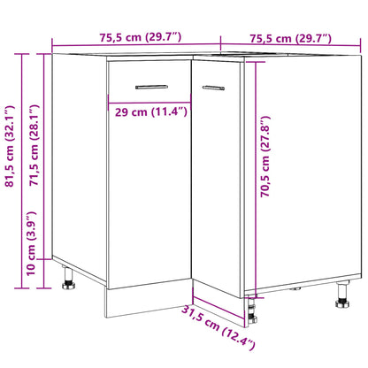 Armadietto Cucina “Lyon” Legno Antico 75,5x75,5x81,5 cm - homemem39