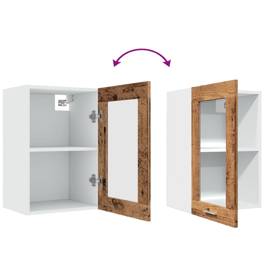 Mobile Pensile “Lyon” Vetro Legno Antico 40x31x60 cm | homemem39