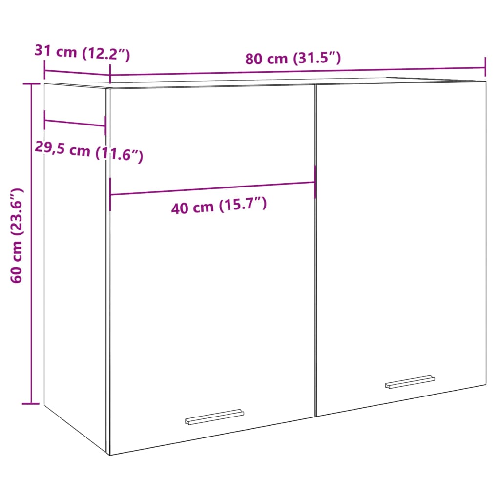 Mobile Pensile “Lyon” Grigio Cemento 80x31x60 cm - homemem39