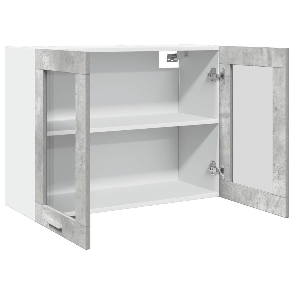 Mobile Pensile con Vetro “Lyon” Grigio Cemento 80x31x60 cm - homemem39