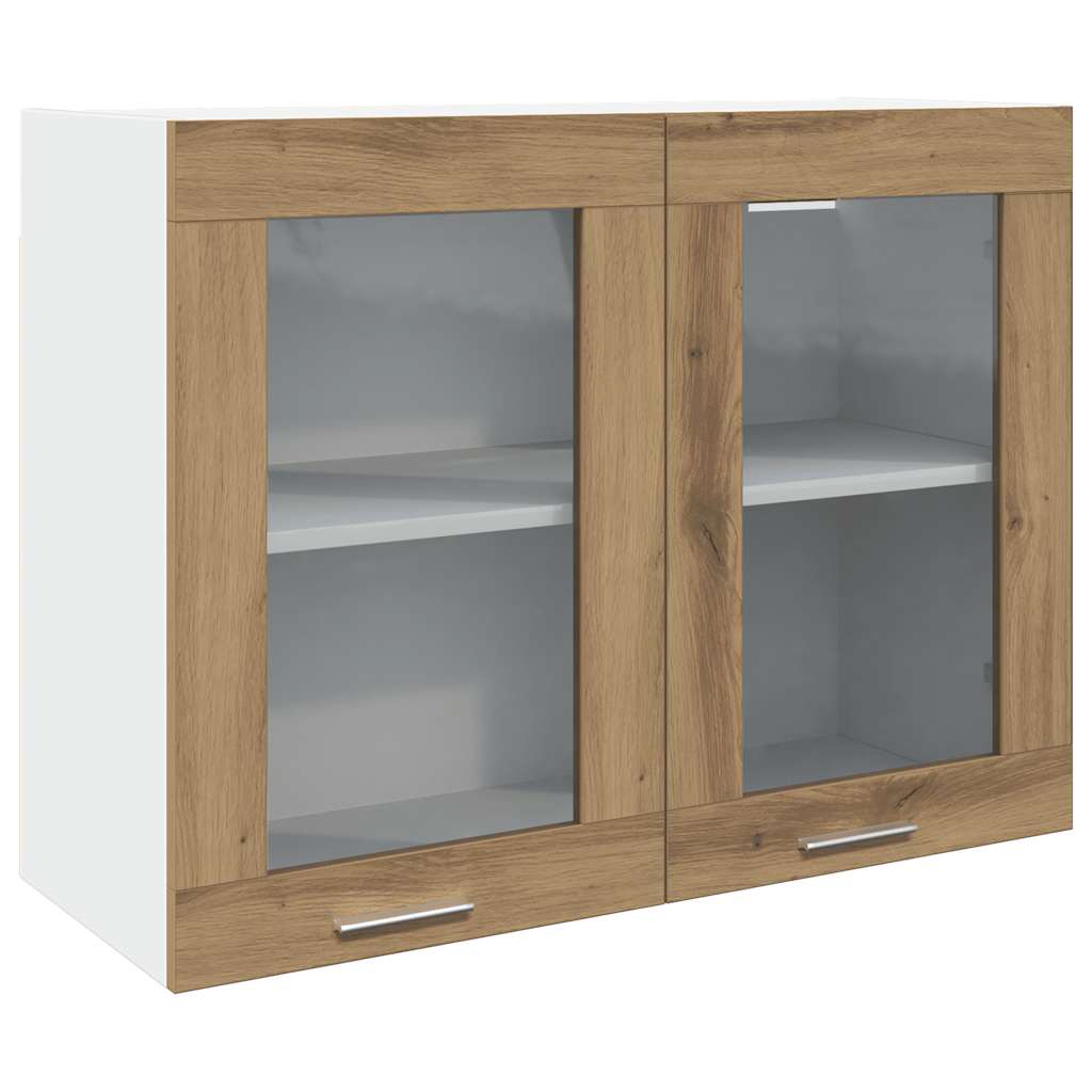 Pensile con Vetro “Lyon” Rovere Artigianale 80x31x60 cm - homemem39