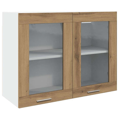 Pensile con Vetro “Lyon” Rovere Artigianale 80x31x60 cm - homemem39