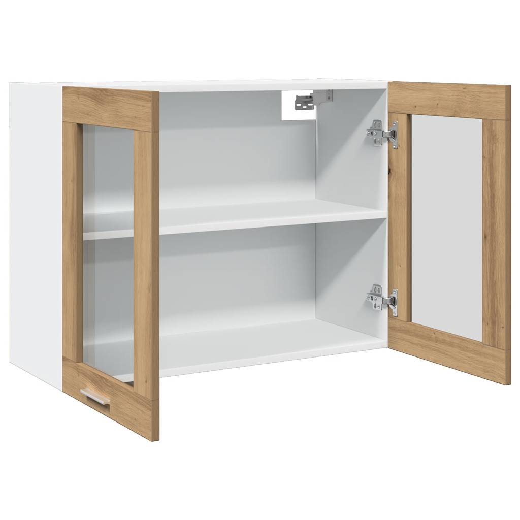 Pensile con Vetro “Lyon” Rovere Artigianale 80x31x60 cm - homemem39