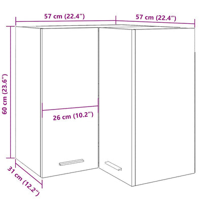 Mobile Pensile Angolo “Lyon” Legno Vecchio 57x57x60 - homemem39