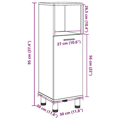 Mobile da Bagno Grigio Cemento 30x30x95 cm in Legno Multistrato | homemem39