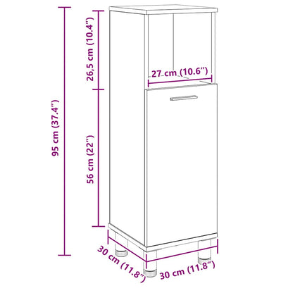 Armadietto Bagno Artigianale 30x30x95 cm in Legno Multistrato