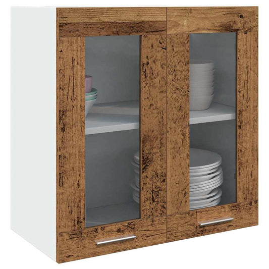 Pensile da Cucina “Lyon” con Anta in Vetro Legno Antico - homemem39