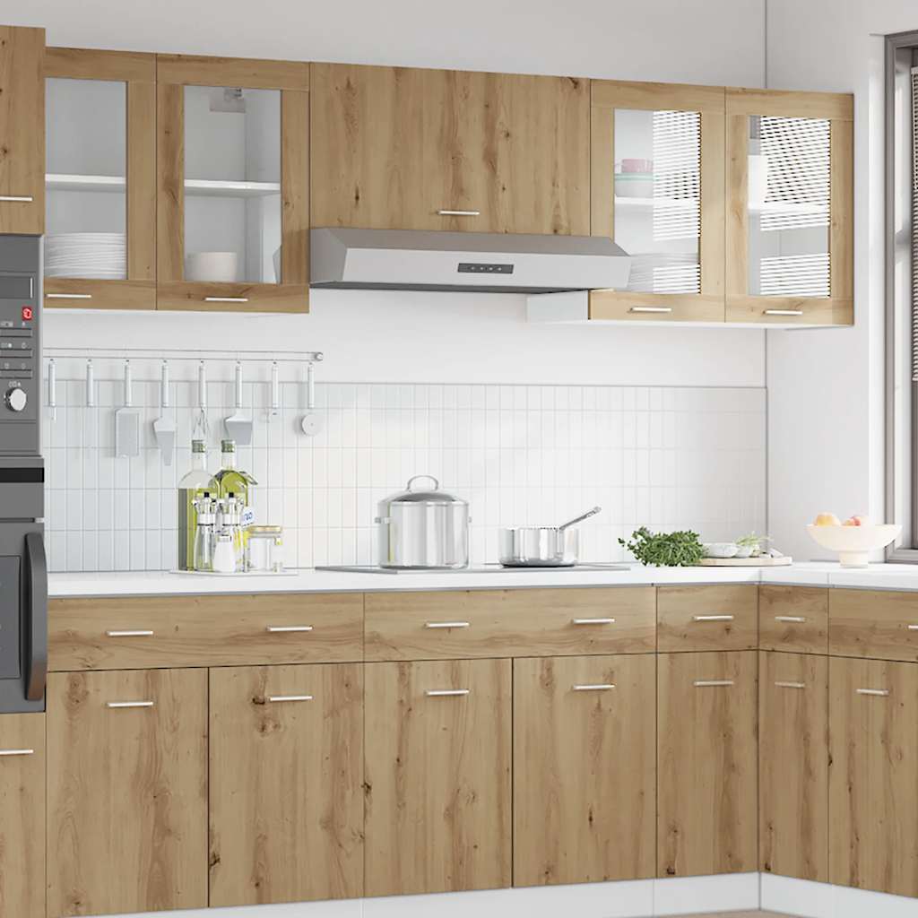 Pensile da Cucina “Lyon” Anta in Vetro Rovere Artigianale - homemem39