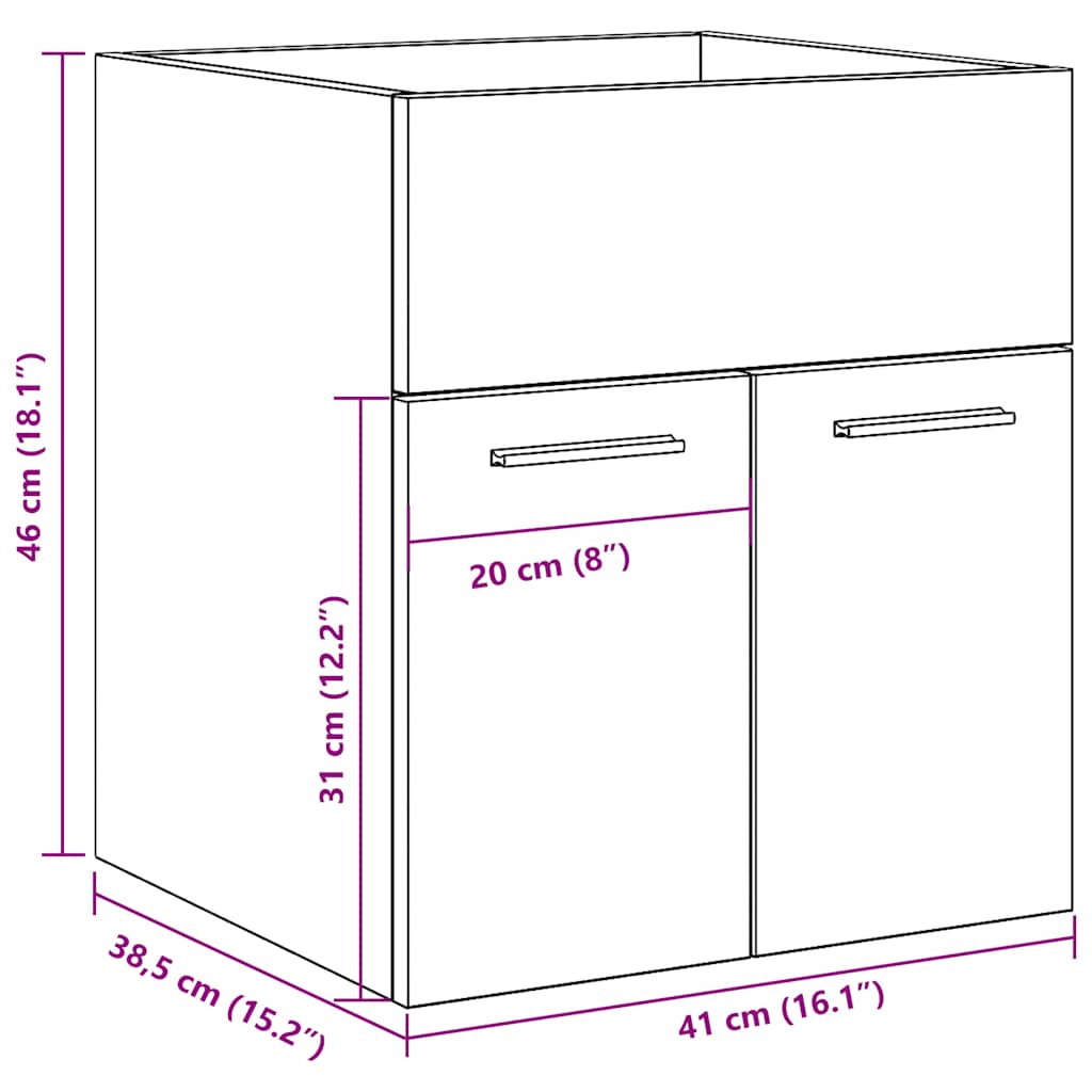 Mobile Lavabo Bagno Rovere Sonoma 41x38,5x46 cm in Truciolato | homemem39