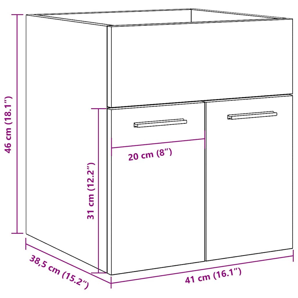 Mobile Lavabo Bagno Artigianale 41x38,5x46 cm in Truciolato | homemem39