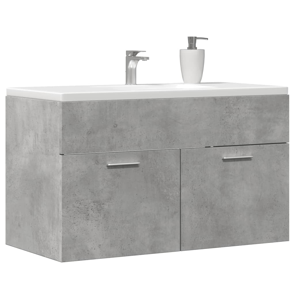 Mobile Lavabo Bagno Grigio Cemento 90x38,5x46 cm Multistrato