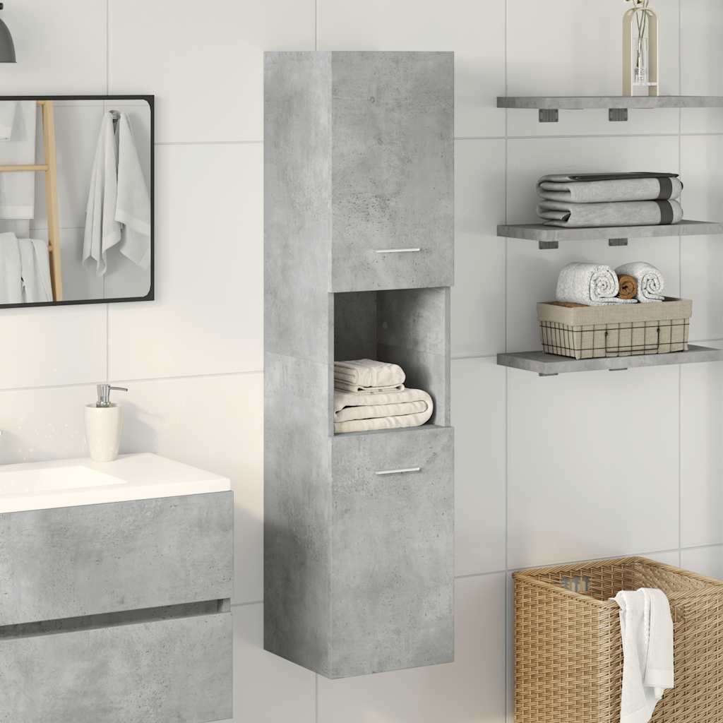 Mobile Pensile da Bagno Grigio Cemento 30x30x130cm Truciolato | homemem39