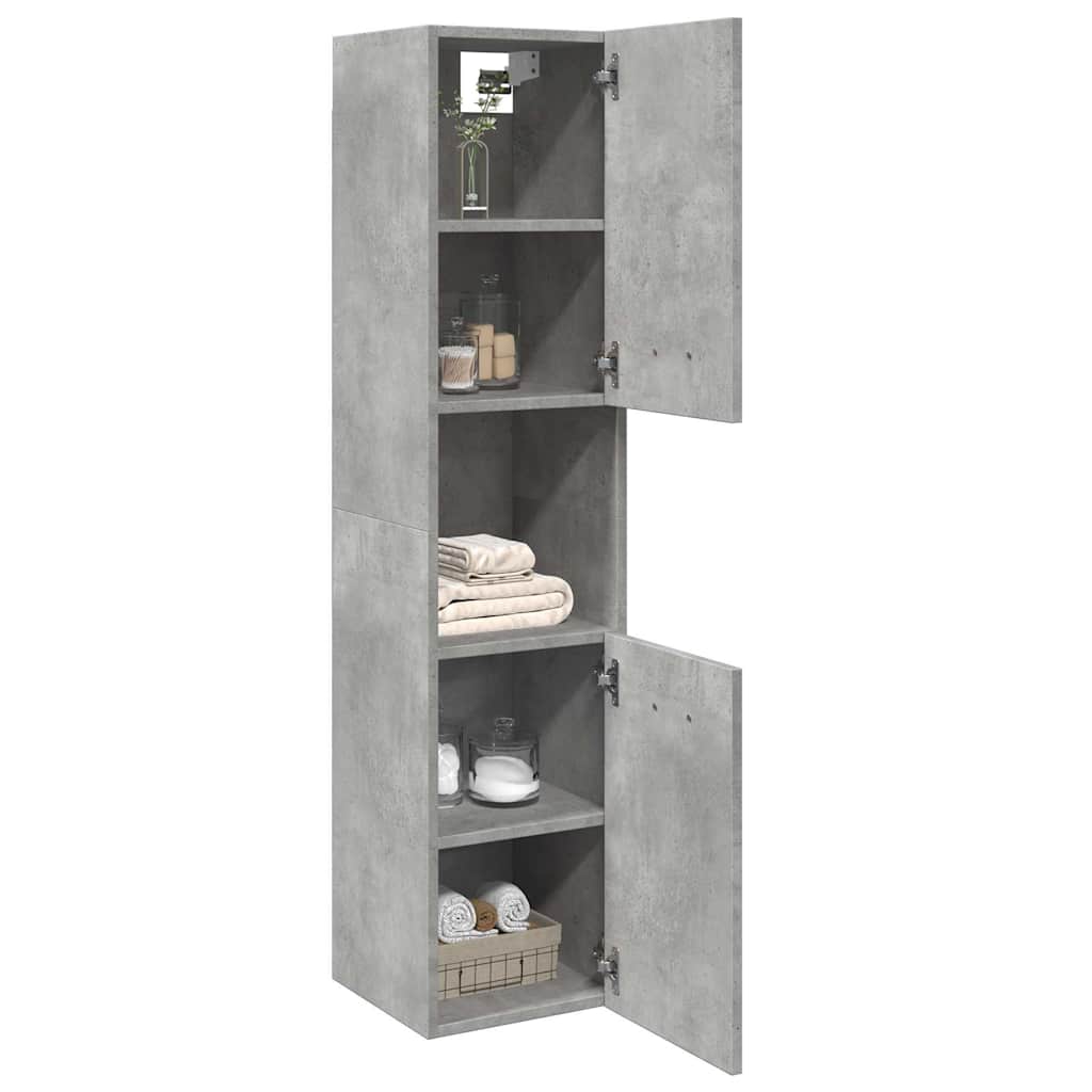 Mobile Pensile da Bagno Grigio Cemento 30x30x130cm Truciolato | homemem39