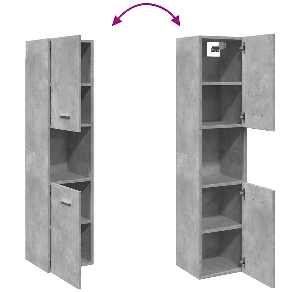 Mobile Pensile da Bagno Grigio Cemento 30x30x130cm Truciolato | homemem39