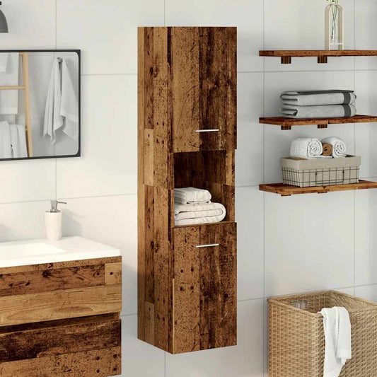 Mobile Pensile da Bagno Legno Antico 30x30x130 cm in Truciolato | homemem39