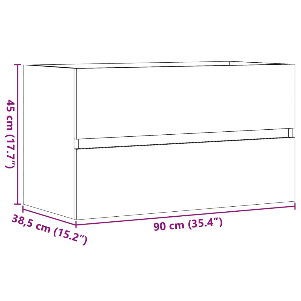 Mobile Lavabo Grigio Cemento 90x38,5x45 cm in Legno Multistrato | homemem39