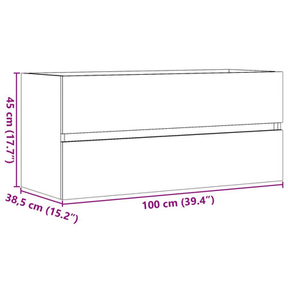 Mobile Lavabo Grigio Cemento 100x38,5x45cm in Legno Multistrato | homemem39