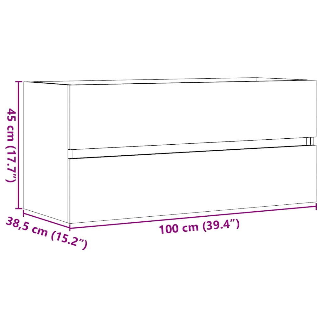 Mobile Lavabo Legno Antico 100x38,5x45 cm in Legno Multistrato | homemem39