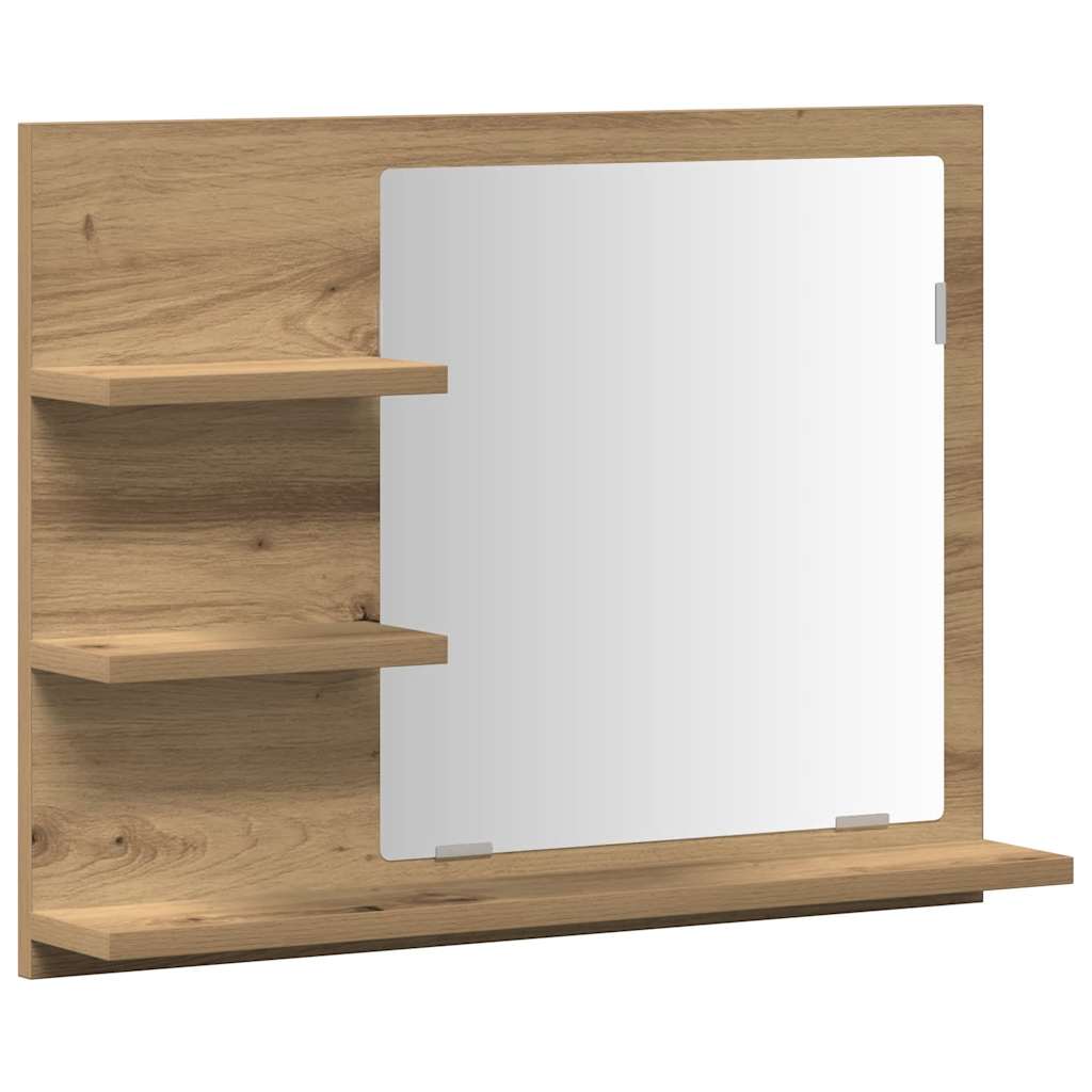Armadietto a Specchio da Bagno Rovere Artigianale 60x10,5x45 cm | homemem39