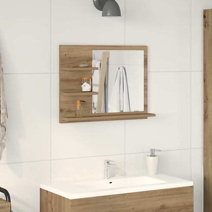 Armadietto a Specchio da Bagno Rovere Artigianale 60x10,5x45 cm | homemem39
