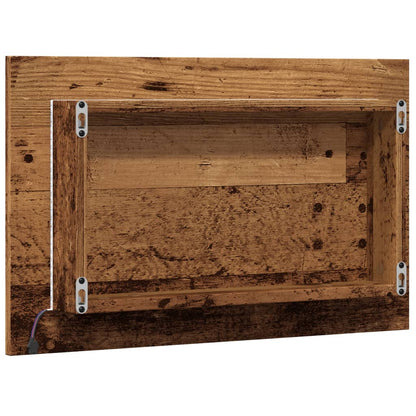 Specchio da Bagno con Luci LED Legno Antico 60x8,5x38 cm | homemem39