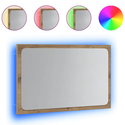 Specchio da Bagno con Luci LED Rovere Artigianale 60x8,5x38 cm | homemem39